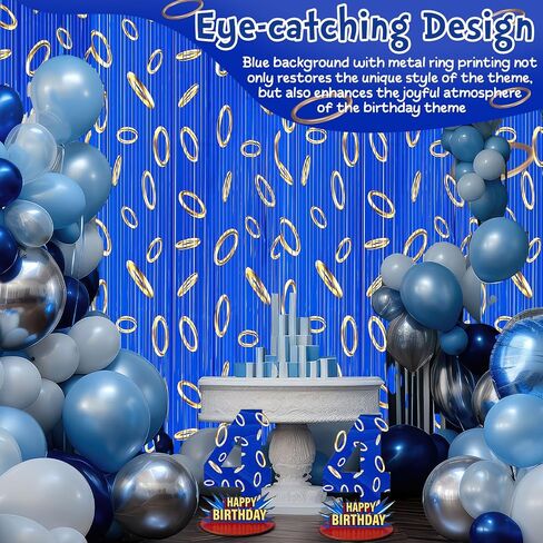 Geelin Blue with Gold Ring Print Theme 5th Birthday Number Sign Centerpiece Video Games 5th Number Stand Sign Cartoon Theme Wooden Table Decoration Photo Props for Birthday Decorations in Saudi Arabia