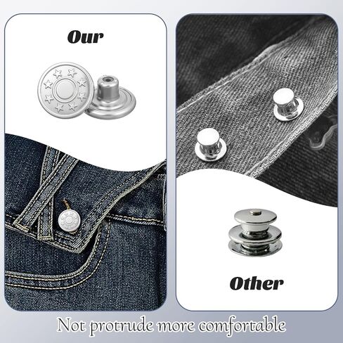 20 PCS Replacement Jean Buttons No Sew 17 mm Buttons for Jeans Silver Tack Button Adjustable No Sewing Button with Threads Rivets and Screwdriver in Saudi Arabia