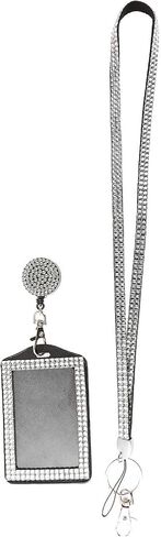 الموضة 3 في 1 Crystal Neck Lanyard ، حامل شارة ID بلينغ ، حامل بطاقة عمل الراين القابل للسحب للمعلم للمعلمين ممرضة الطبيب ، علامة تبويب سلامة الهاتف المحمول (1 وردي) in Kuwait