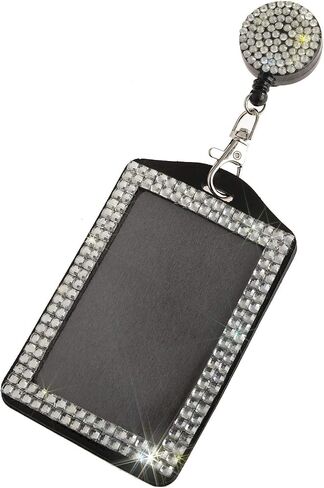 الموضة 3 في 1 Crystal Neck Lanyard ، حامل شارة ID بلينغ ، حامل بطاقة عمل الراين القابل للسحب للمعلم للمعلمين ممرضة الطبيب ، علامة تبويب سلامة الهاتف المحمول (1 وردي) in Kuwait
