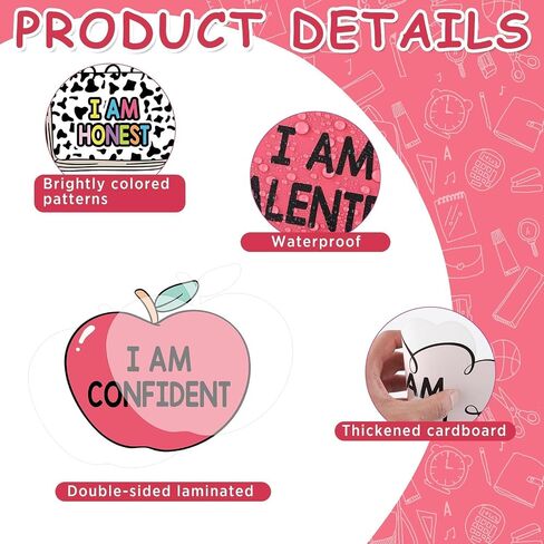 Schoolgirl Affirmation Station Bulletin Board Set Composition Motivational Poster for Classroom Decoration Positive Cutout Inspirational Mirror Growth Mindset Door Decor for School Office Wall Supply in Saudi Arabia
