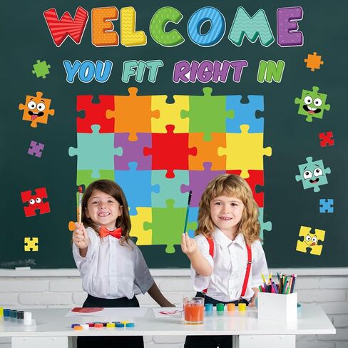 HEDEEY WELLETIN BULLETIN SET DRINCORTION STARCH ، قطع ألغاز ملونة للوحة الإعلانات ، أنت تتناسب مع ديكور جدار الفصل الدراسي في مرحلة ما قبل المدرسة الابتدائية (اللون) in Kuwait