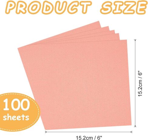 MECCANIXITY 100 Pcs Shimmer Cardstock Paper 6 Inch Length 6 Inch Width 80lb/120gsm Metallic for Art Supplies Crafting, Pink in Kuwait