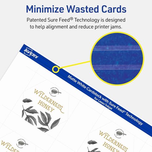Avery Printable Hexagon Business Cards, Sure Feed Technology, 2-1/2" x 2-9/10", Matte White Cardstock, Print-to-The-Edge, Laser/Inkjet Printable, 60 Total in Saudi Arabia