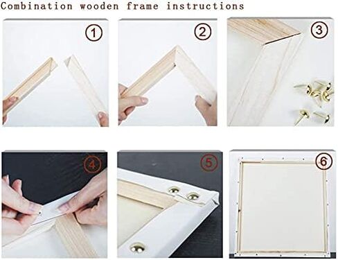 Naspiweiya DIY Solid Wood Canvas Kit 16x24 '' للطلاء بالرقم واللوحة الزيتية والرسم الماسي حسب عدد إطارات الفن الخشبي (40x60 سم) in Kuwait