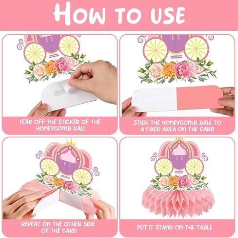 ديكوراتها الملكية - 9 PCS 5th Princess Honeycomb Centerpieces زخارف عيد ميلاد الزخارف الطاولة الوردية مركزية ديكور خلفية Crown Girls 5 سنوات in Kuwait