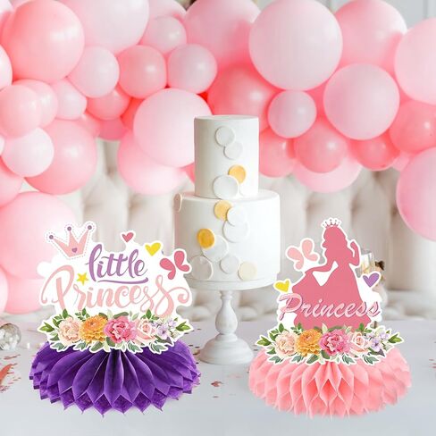 ديكوراتها الملكية - 9 PCS 5th Princess Honeycomb Centerpieces زخارف عيد ميلاد الزخارف الطاولة الوردية مركزية ديكور خلفية Crown Girls 5 سنوات in Kuwait