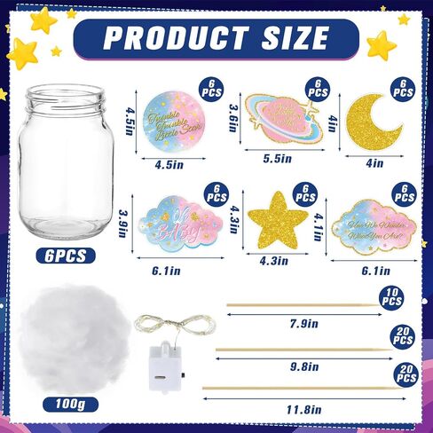 Amyhill 6 Sets Twinkle Little Star Baby Shower Centerpiece Gender Reveal Decorations Moon and Stars Decor Starry Birthday Table Toppers Moon Cloud Decoration for Boys Birthday Party Supply(Pink) in Kuwait