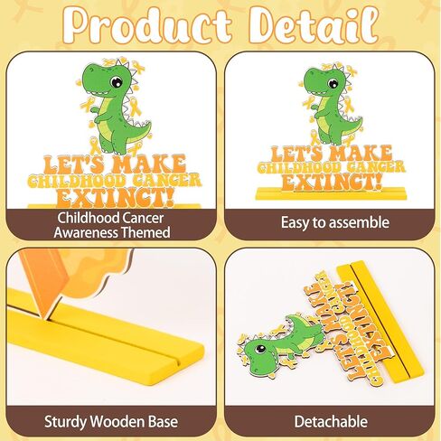Haooryx Childhood Cancer Awareness Wooden Centerpiece - 5Pcs Yellow Ribbon Believe Wood Table Topper Bear Rainbow Kids Childhood Cancer Table Decoration for Hospital Charity Party Seminar Decor Supply in Saudi Arabia