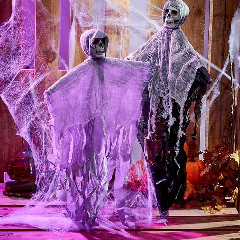 Twiddlers - 3 Decoration Hooton Headon Decoration 36 "مع أذرع قابلة للتوسيع ، زخارف هالوين مخيفة في الهواء الطلق ، هالوين عظمي ديكور شبح Grim Reaper ، ديكور عظمي في الهواء الطلق ، Haunted House Props in Kuwait