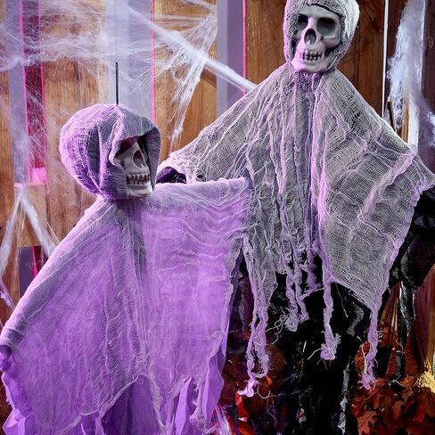 Twiddlers - 3 Decoration Hooton Headon Decoration 36 "مع أذرع قابلة للتوسيع ، زخارف هالوين مخيفة في الهواء الطلق ، هالوين عظمي ديكور شبح Grim Reaper ، ديكور عظمي في الهواء الطلق ، Haunted House Props in Kuwait