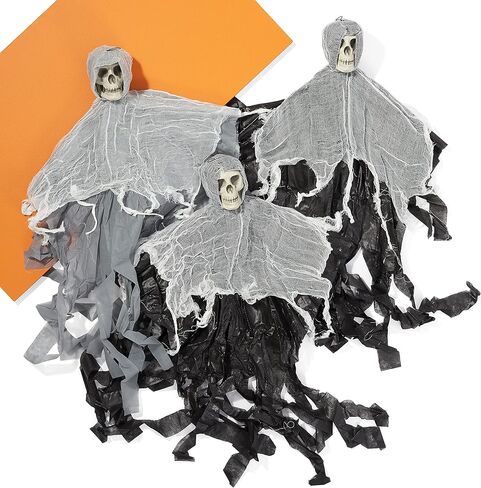 Twiddlers - 3 Decoration Hooton Headon Decoration 36 "مع أذرع قابلة للتوسيع ، زخارف هالوين مخيفة في الهواء الطلق ، هالوين عظمي ديكور شبح Grim Reaper ، ديكور عظمي في الهواء الطلق ، Haunted House Props in Kuwait