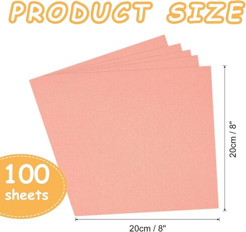 MECCANIXITY 100 Pcs Shimmer Cardstock Paper 6 Inch Length 6 Inch Width 80lb/120gsm Metallic for Art Supplies Crafting, Pink in Kuwait