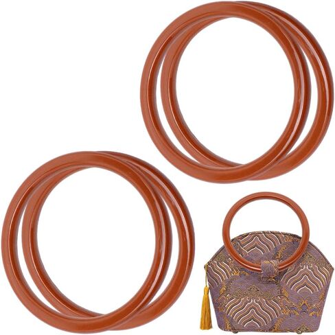 ph pandahall 4pcs مقبض مستدير محفظة ، حقيبة بلاستيكية سوداء بدائل حقيبة يد زخرفية مقبض كيس صغير مقبض كيس صغير للكروشيه محفظة Macrame Canvas Canvas Making ، 5.3inch in Saudi Arabia
