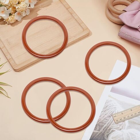 ph pandahall 4pcs مقبض مستدير محفظة ، حقيبة بلاستيكية سوداء بدائل حقيبة يد زخرفية مقبض كيس صغير مقبض كيس صغير للكروشيه محفظة Macrame Canvas Canvas Making ، 5.3inch in Saudi Arabia