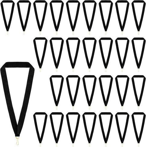 30 Pcs Black Award Ribbon Lanyards, Flat Neck Medal Straps with Snap Clips Award Ribbons Holder Participation Ribbon for Competitions, Awards, Sports, Meeting, Party in Saudi Arabia