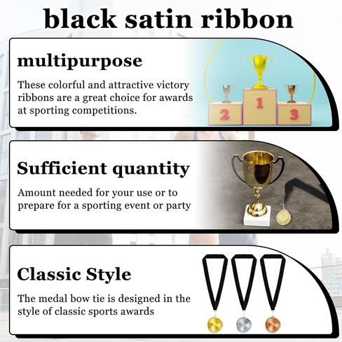 30 Pcs Black Award Ribbon Lanyards, Flat Neck Medal Straps with Snap Clips Award Ribbons Holder Participation Ribbon for Competitions, Awards, Sports, Meeting, Party in Saudi Arabia