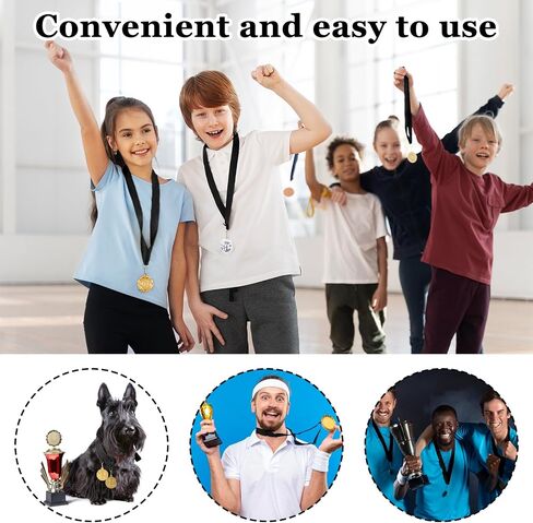 30 Pcs Black Award Ribbon Lanyards, Flat Neck Medal Straps with Snap Clips Award Ribbons Holder Participation Ribbon for Competitions, Awards, Sports, Meeting, Party in Saudi Arabia
