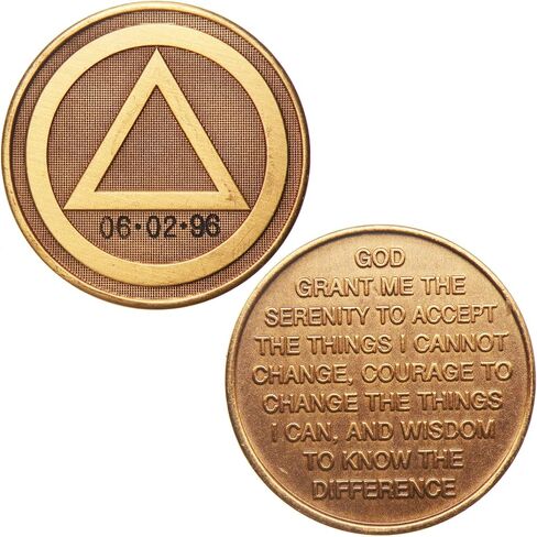 HPRS Personalized Custom Engraved - Circle Triangle - Serenity Prayer - Bronze AA (Alcoholics Anonymous)-ACA-AL-ANON-Sober-Sobriety-Birthday-Anniversary-Recovery-Medallion in Saudi Arabia