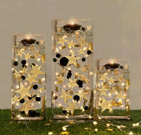 50 Gold Floating Stars- Large Sizes- Resin- Fills 1 Gallon of The Floating Transparent Water Gels- with Most Transparent Gels and Prep Bag for Best Results! in Kuwait
