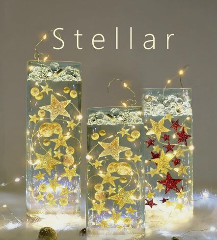 50 Gold Floating Stars- Large Sizes- Resin- Fills 1 Gallon of The Floating Transparent Water Gels- with Most Transparent Gels and Prep Bag for Best Results! in Kuwait