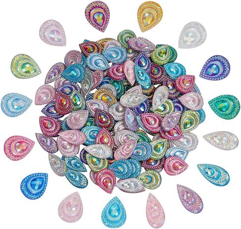 WEBEEDY 160 Pcs AB Color Waterdrop Rhinestone Buttons Mixed Color Sew on Rhinestones Flatback Drop Shaped Flatback Rhinestone for Wedding Dress Decor DIY Jewelry,0.8"x0.4"/2x1cm,0.7"x0.5"/1.8x1.3cm in Saudi Arabia