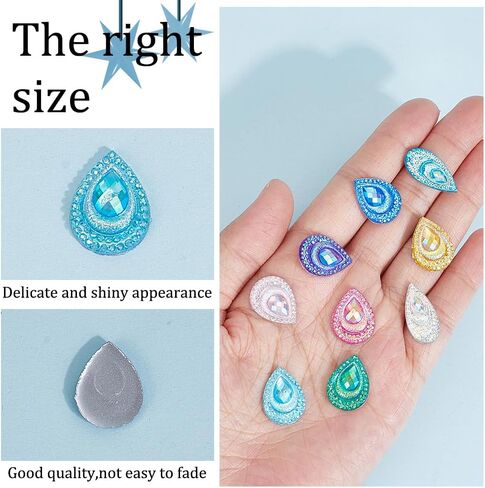 WEBEEDY 160 Pcs AB Color Waterdrop Rhinestone Buttons Mixed Color Sew on Rhinestones Flatback Drop Shaped Flatback Rhinestone for Wedding Dress Decor DIY Jewelry,0.8"x0.4"/2x1cm,0.7"x0.5"/1.8x1.3cm in Saudi Arabia