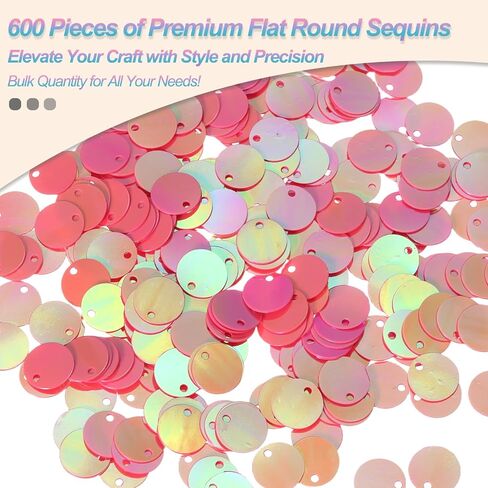 MECCANIXITY Flat Round Sequins, 600Pcs 10mm/0.4 Inch Loose Paillettes Laser Gold Craft Sewing Sequins with Single Side Hole for DIY, Embroidery Clothing, Jewelry Making in Saudi Arabia