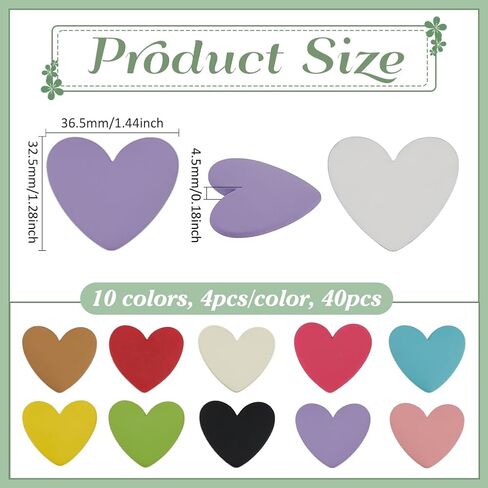 Fingerinspire 40 PCS 10 Colors Love Heart Flatback Resin Charms 1.2x1.4 inch flatback charms Love Heart Charms Resin Heart Flatback Resin in Saudi Arabia