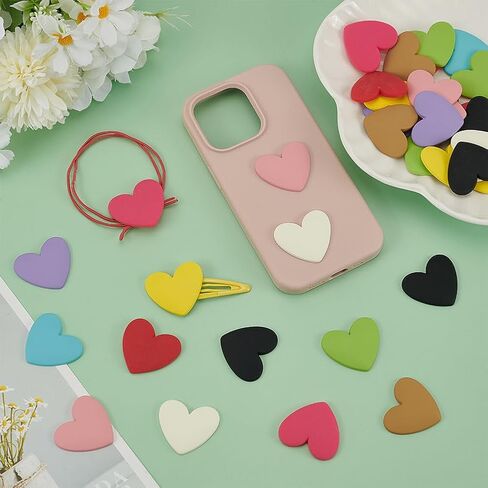 Fingerinspire 40 PCS 10 Colors Love Heart Flatback Resin Charms 1.2x1.4 inch flatback charms Love Heart Charms Resin Heart Flatback Resin in Saudi Arabia