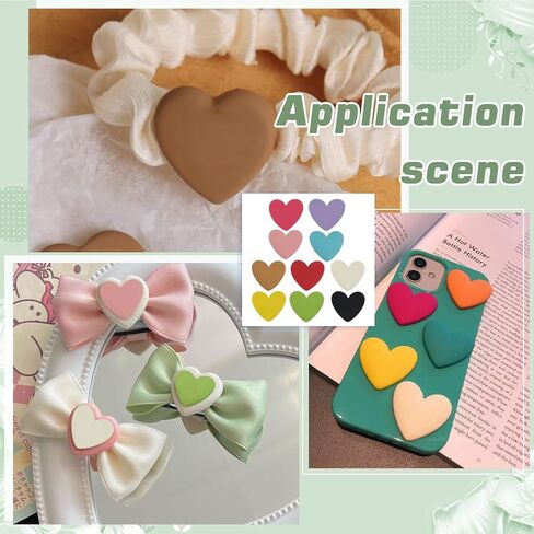 Fingerinspire 40 PCS 10 Colors Love Heart Flatback Resin Charms 1.2x1.4 inch flatback charms Love Heart Charms Resin Heart Flatback Resin in Saudi Arabia
