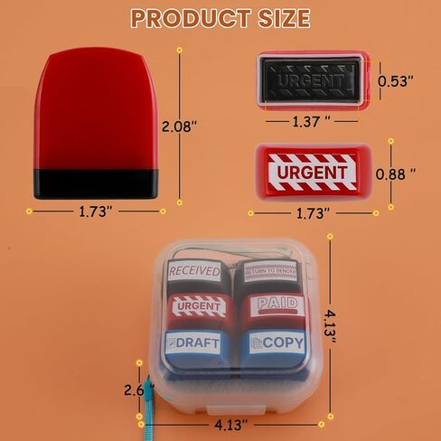 مجموعة طوابع طوابع محفوظة الذات - حزمة حمراء وأزرق لمستندات العمل | طوابع المكاتب المسبقة (المدفوعة ، نسخة ، عاجلة ، مسودة) | طوابع مطاطية متينة للأوراق والسجلات in Kuwait