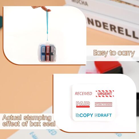 مجموعة طوابع طوابع محفوظة الذات - حزمة حمراء وأزرق لمستندات العمل | طوابع المكاتب المسبقة (المدفوعة ، نسخة ، عاجلة ، مسودة) | طوابع مطاطية متينة للأوراق والسجلات in Kuwait