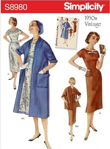 Simplicity S 8980 Misses' Vintage 1950's Dresses and Lined Coats Sewing Pattern/Misses Sizes 14-22 in Saudi Arabia