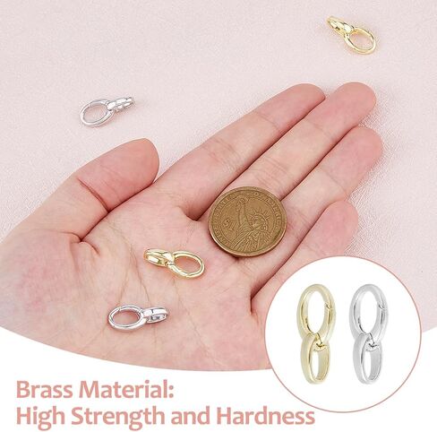 4Pcs 2 Colors Oval Brass Bail Clasps Jewellery Locking Clasp Twister Clasps Connector Bracelet Extension Clasp for Jewelry Making DIY Necklace Bracelet,Platinum and Golden in Saudi Arabia