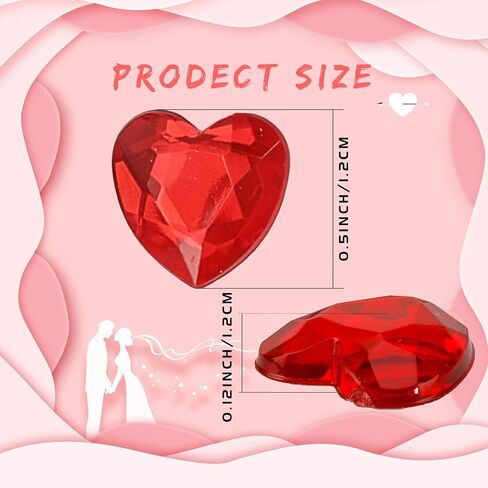 660 pcs Multiple Colors Acrylic Heart Valentines Day Decorations for Table,Plastic Red/Pink Hearts Vase Filler Flat Back Heart Rhinestones,0.5 inch in Saudi Arabia