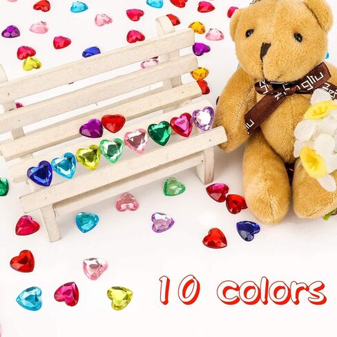 660 pcs Multiple Colors Acrylic Heart Valentines Day Decorations for Table,Plastic Red/Pink Hearts Vase Filler Flat Back Heart Rhinestones,0.5 inch in Saudi Arabia