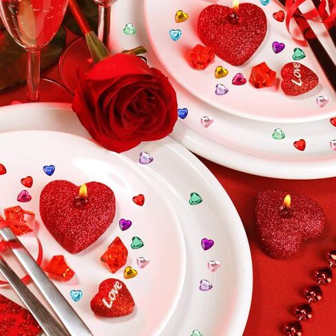 660 pcs Multiple Colors Acrylic Heart Valentines Day Decorations for Table,Plastic Red/Pink Hearts Vase Filler Flat Back Heart Rhinestones,0.5 inch in Saudi Arabia