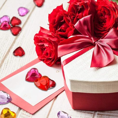 660 pcs Multiple Colors Acrylic Heart Valentines Day Decorations for Table,Plastic Red/Pink Hearts Vase Filler Flat Back Heart Rhinestones,0.5 inch in Saudi Arabia