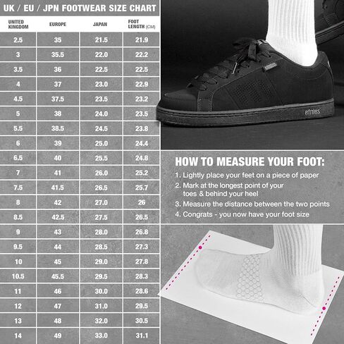 حذاء رياضي Etnies رجالي Kingpin Skate Skate حذاء كاجوال - أسود - مقاس 9.5 D in Saudi Arabia