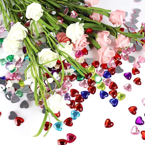 660 pcs Multiple Colors Acrylic Heart Valentines Day Decorations for Table,Plastic Red/Pink Hearts Vase Filler Flat Back Heart Rhinestones,0.5 inch in Saudi Arabia