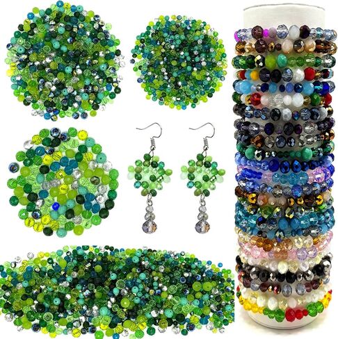 1000pcs حبات الزجاج الأخضر لصنع المجوهرات ، لون متنوع 4/6/8 مم حبات بذور زجاجية للحرف اليدوية ، الفاصل الكريستالي الفضفاضة للأسوار ، DIY ، Suncatchers ، in Kuwait