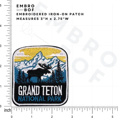 EMBROBOF Grand Teton National Park Patch – 3 inches, Cool National Park Patches Collection – Iron On/Sew On Embroidered Travel Patches for Backpacks in Saudi Arabia