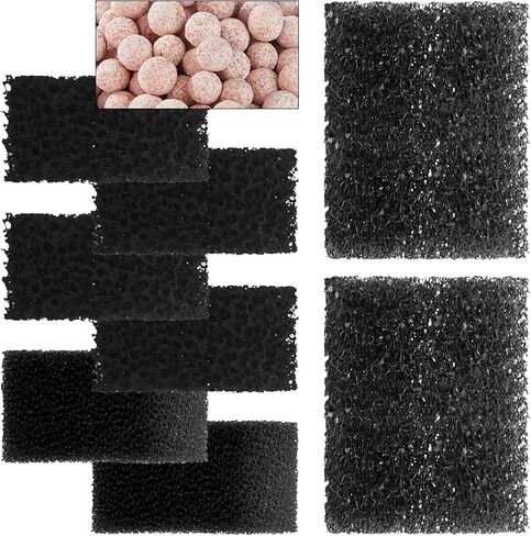 AquaMiracle Aquarium Filter Replacement Filter Media, Including 2 x Coarse Sponge, 2 x Fine Sponge, 4 x Carbonized Sponge & 1 x Bio-Balls(for QR-088) in Kuwait