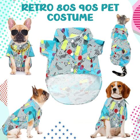 Mepase Halloween 80s Dog Costume 90s Retro Disco Puppy t Shirt Sunglasses Gold Chain Assity Assume for Puppy Carge Cats Halloween (Medium) in Saudi Arabia