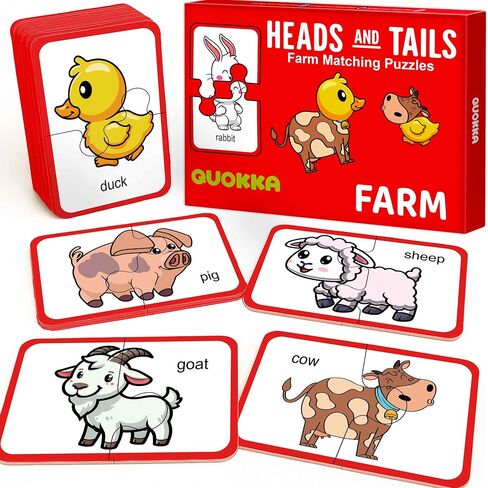 QUOKKA Toddler Puzzles Ages 2-4 – 100% Self-Correcting 16 Matching Pairs of Fruits Veggies – Educational Toddler Puzzles Ages 1-3 with 32 Pieces - Memory Matching Games for 3-5 Years Old Boys & Girls in Saudi Arabia