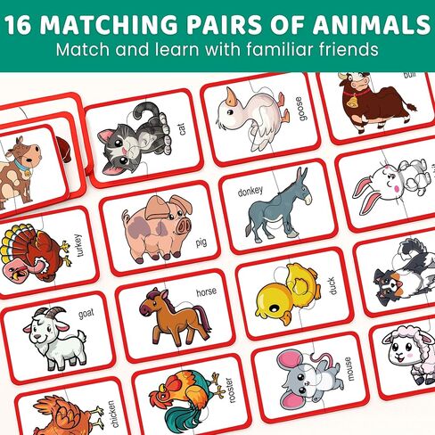 QUOKKA Toddler Puzzles Ages 2-4 – 100% Self-Correcting 16 Matching Pairs of Fruits Veggies – Educational Toddler Puzzles Ages 1-3 with 32 Pieces - Memory Matching Games for 3-5 Years Old Boys & Girls in Saudi Arabia