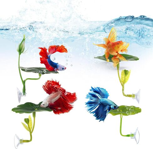 4 PCS مجموعة ألعاب Betta Hammock & Fish ، إكسسوارات Betta Fish Tank لبقعة الراحة ، والتربية ، و Bettas Fish Leaf Leaf Leaf for Aquarium Decor (4 × أخضر) in Saudi Arabia