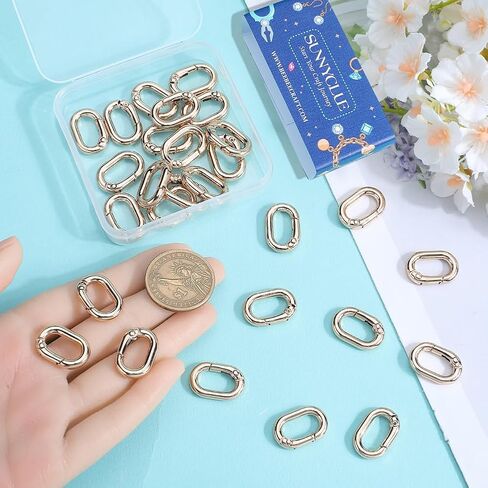 Sunnyclue 1 Box 30pcs Silver Spring Rings Rings Clips Ring Clips Small Metal Trigger Snap Hook Carabiners Carabiners Clasps Pres Gate Key O Rings Bulk for Jewelry Making Keyring Base Pres in Saudi Arabia