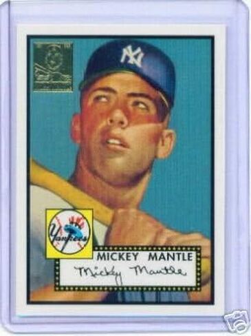 1996 Topps Mickey Mantle Complete Card Card Card (19 Mankey Mantle Card). يتضمن المطلوب للغاية بعد الصاعد 1952. هذه بطاقات قابلة للتحصيل للغاية الصادرة في عام 1996 in Saudi Arabia